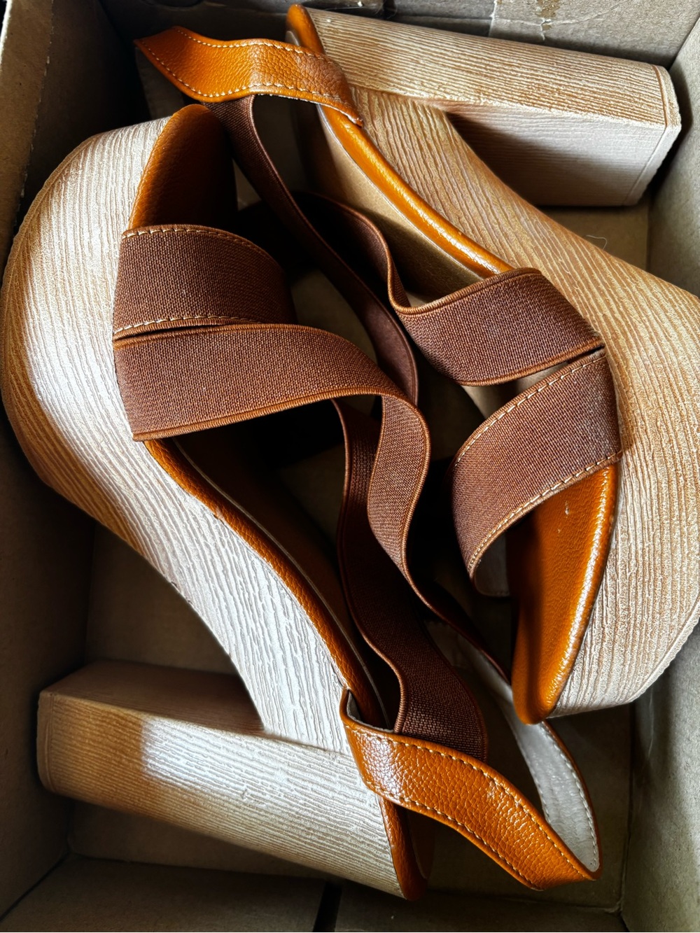 Women’s Brown Wedge Sandals - Comfortable Strappy Platform